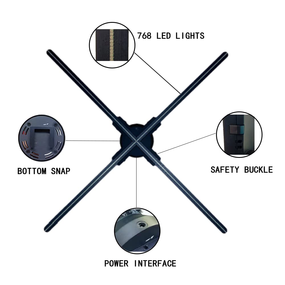 3D Hologram Fan,70Cm Hologram Fan Projector Wifi And Bluetooth And Remote With 700 Library Video,Animated Holographic Projector